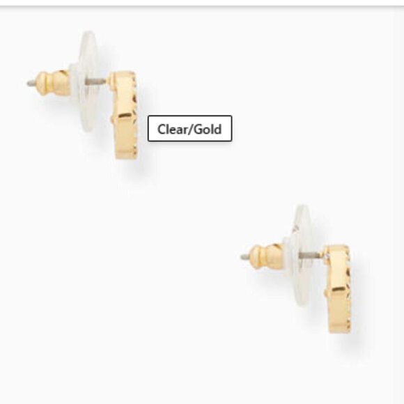Kate Spade Pave Hollow Spade Stud Clear Gold - Picture 6 of 6